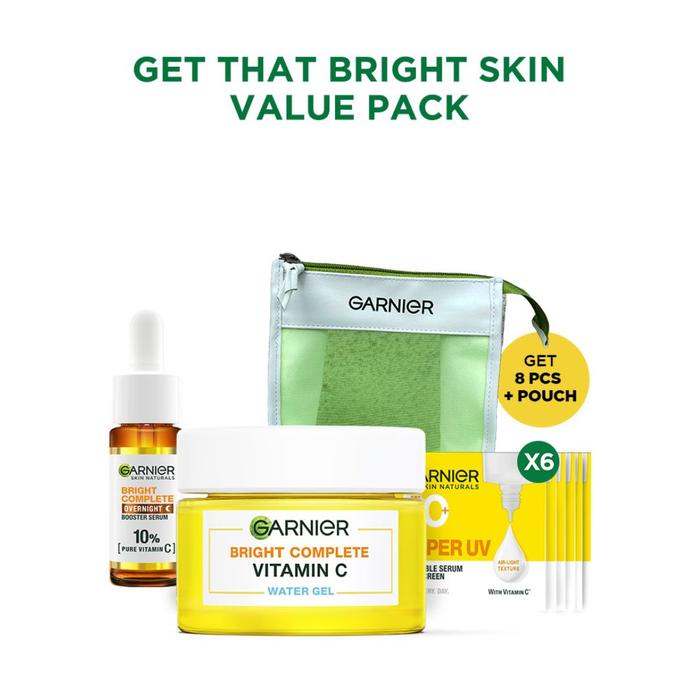 Gambar GARNIER 2pcs 3pcs Paket Skincare Set | Micellar Water Serum Wajah Moisturizer Gel Super UV Sunscreen SPF + GRATIS POUCH + GRATIS BOX - moist+bright dari Garnier Official Store undefined Tokopedia