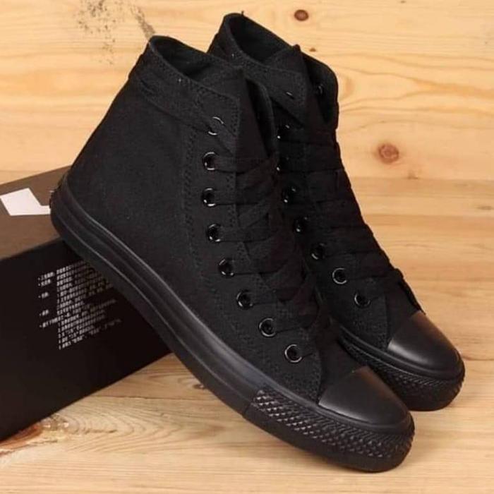 Gambar Sepatu Converse All Star Classic Low Full Black Hitam Polos - High, 36 dari Allstarshoes.ID undefined Tokopedia