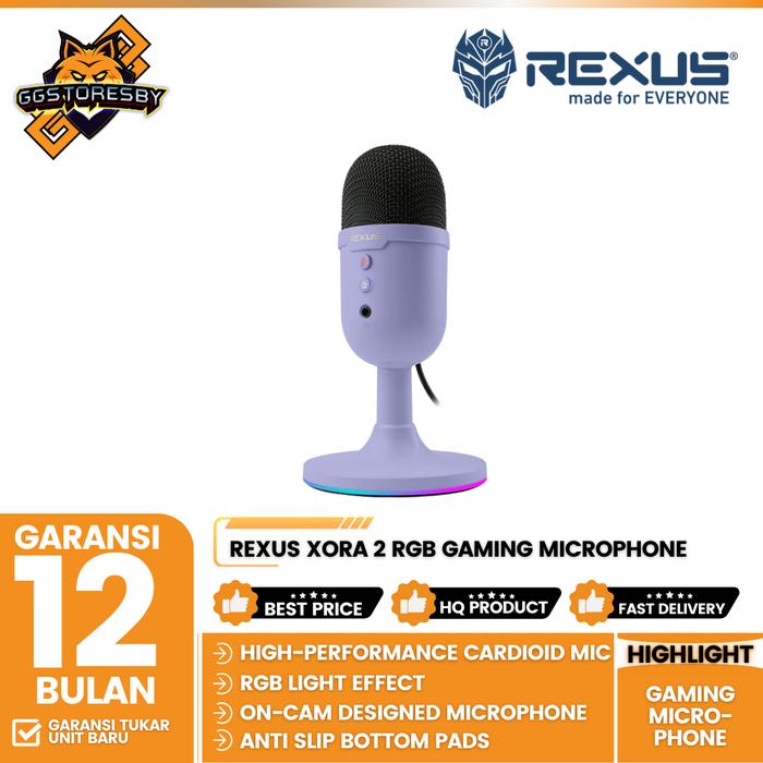 Gambar REXUS XORA 2 RGB Gaming Microphone - Purple dari GGSTORESBY undefined Tokopedia