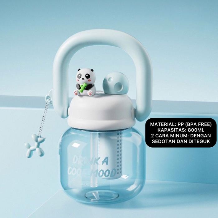Gambar Botol Minum Infused Handle Panda 800ml TRITAN / Tumbler Stainless Infused Handle Panda 650ml / Looklike Chak* Lab / Botol Minum 2 Cara Minum Karakter Lucu Viral - PANDA BIRU dari Tokoaccboss undefined Tokopedia