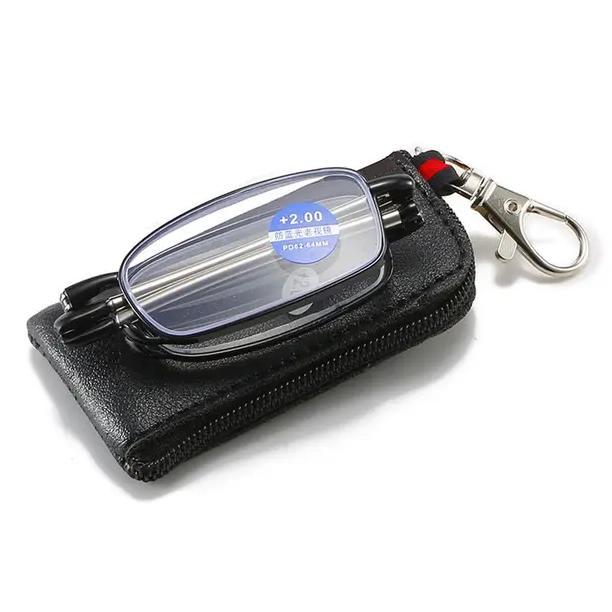 Gambar Portable Folding Reading Glasses with Keychain Case Anti Blue Light Presbyopic Eyeglasses Women Men Ultralight Hyperopia Eyewear - A-black, +400 dari huliantopart undefined Tokopedia