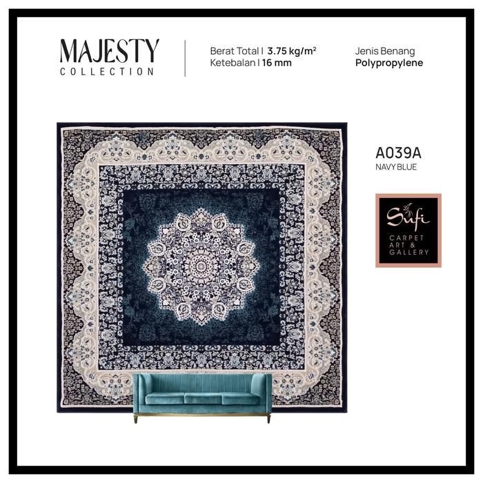Gambar Karpet Lantai Permadani Klasik Tebal Mewah Design Turki Majesty A039A 120x120 Cm - Navy dari Sufi Carpet undefined Tokopedia