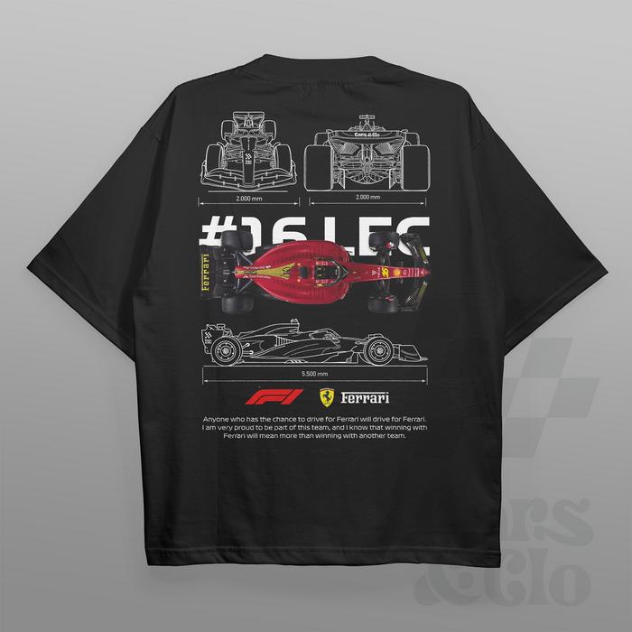 Gambar Cars and Clo - Regular Fit Black - F1 Ferrari Blueprint T-Shirt - 16 LEC - Black, S dari Cars&Clo Store undefined Tokopedia