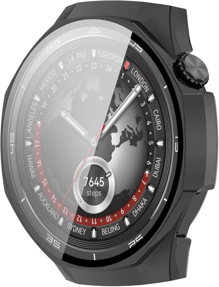 Gambar Hard 2 in 1 Case n Tempered Glass Huawei Watch GT 5 Pro 46mm - Full Coverage Sensitive Casing Clear Screen Cover Protector Guard Fit Shock Proof GT5 - SideBlack dari Logay Acc undefined Tokopedia