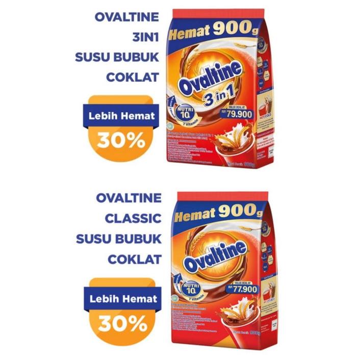 Gambar Ovaltine 3 in 1 Pouch 900gr Susu Bubuk Coklat Malt 3in1 Susu Bubuk ovaltine classic Ovaltine classic 900gr susu bubuk coklat cokelat - 3in1 dari tisiamminimarket undefined Tokopedia