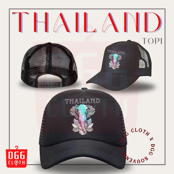 Gambar DGGCloth Topi Souvenir Thailand Topi Trucker Oleh Oleh Bangkok - Motif 1 (Hitam) dari DGG CLOTHING undefined Tokopedia