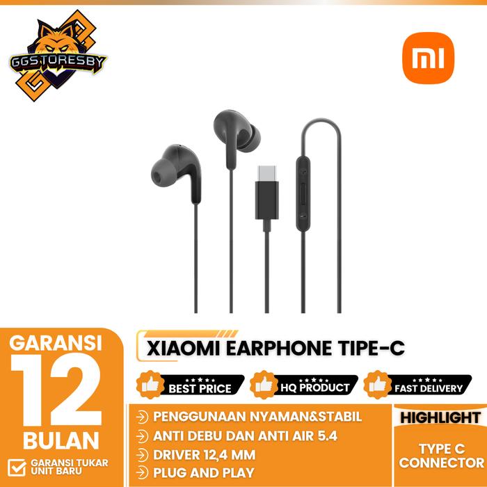 Gambar XIAOMI EARPHONE TIPE-C | PLUG AND PLAY IP54 ORIGINAL GARANSI RESMI - Black, Type C dari GGSTORESBY undefined Tokopedia