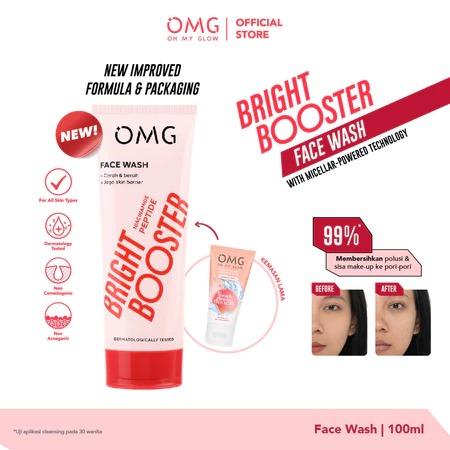 Gambar OMG Oh My Glow Bright Booster Face Wash 50ml & 100ml - Untuk Semua Jenis Kulit - Membersihkan Hingga ke Pori Tanpa Membuat Kulit Kering, Mencerahkan, Menjaga Skin Barrier - Micellar Powered Technology - Mengandung Niacinamide + Peptide - Bright B FW100g, OMG dari madame fany undefined Tokopedia