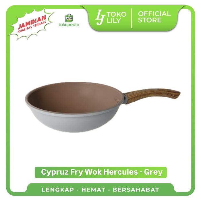 Gambar Wajan Penggorengan Fry Wok Teflon Anti Lengket Cypruz Hercules Series - Abu-abu, 22 CM dari TokoLilySemarang undefined Tokopedia