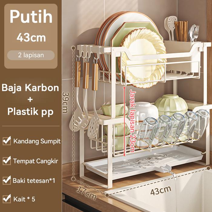 Gambar Rak dapur nordic style stainless rak wastafel rak piring dan peralatan - Putih-Baru dari Chosmos vivi undefined Tokopedia