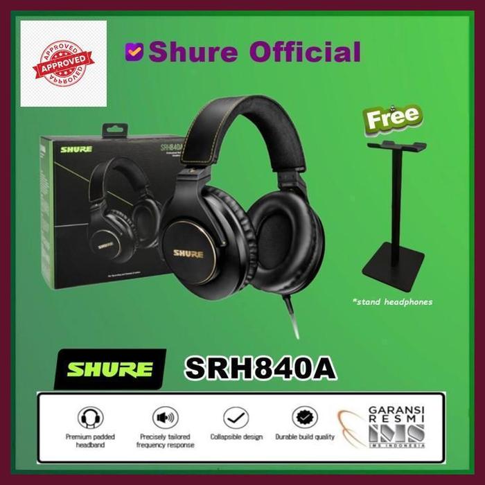 Gambar new shure srh840a srh840 srh 840 professional studio headphones headset high quality - Black dari Oneax Elektro Mall undefined Tokopedia