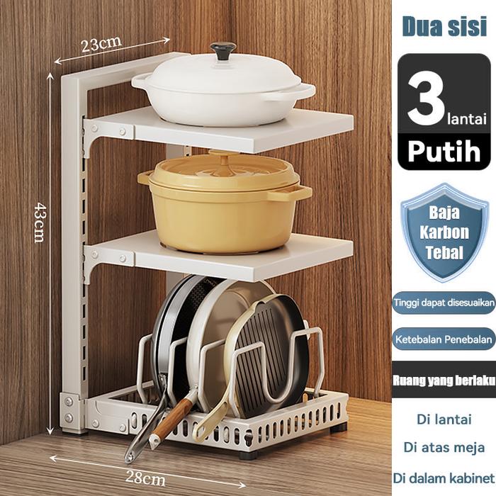 Gambar Rak mount panci dapur susun rak panci bawah wastafel stainless steel - 3 Putih Baru dari Chosmos vivi undefined Tokopedia