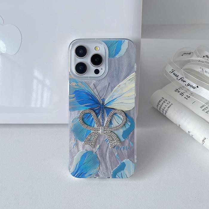 Gambar Myroots Case Untuk Iphone 16 15 14 13 11 Pro Max Glitter Butterfly Casing Bling Transparant Softcase Cover Silikon - Blue Butterfly, IP 15 PRO MAX dari Myroots store undefined Tokopedia