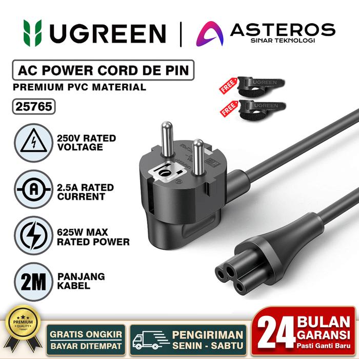 Gambar UGREEN Kabel Power Adaptor Charger C5 Connector 3 Lubang For Laptop Monitor 25765 - 25765 C5 2M dari ASTEROS OFFICIAL undefined Tokopedia