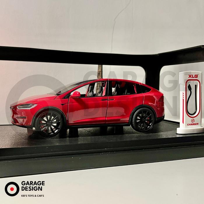 Gambar (ADA LAMPU) Miniatur Diecast Mobil TESLA MODEL X Wheels 1:24 PREMIUM - Alloy Model Miniatur Mobil TESLA MODEL X Skala 1/24 Warna Putih Abu" Hitam Merah Biru Terdapat Lampu dan Suara Sudah Termasuk Baterai - Model X Merah dari Garage Design_NEW undefined Tokopedia
