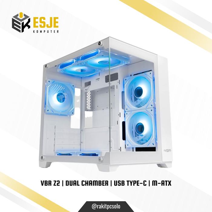 Gambar VBR Z-2 Dual Chamber Tempered Glass M-ATX Gaming Case - Z2 Black White - Putih dari ESJE Komputer undefined Tokopedia