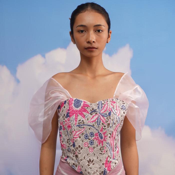 Gambar Batik Bustier With Sleeve - Merah Muda, L dari Manikan undefined Tokopedia