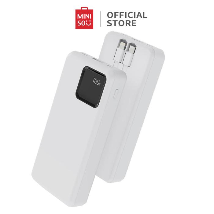 Gambar [CLEARANCE SALE] Miniso Power Bank 20000mAh Digital Display Power Bank with Cable Bank Daya Dengan dua Kabel Pengisian Daya - Putih dari minisoshopid undefined Tokopedia