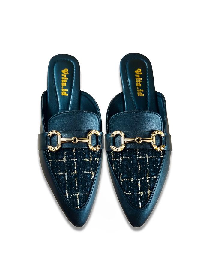 Gambar Vrita Sepatu Flat Wanita Sandal Mules Slip On Polos Hak 2cm Sendal Pesta Terbaru - Hitam, 36 dari SitohangStar undefined Tokopedia