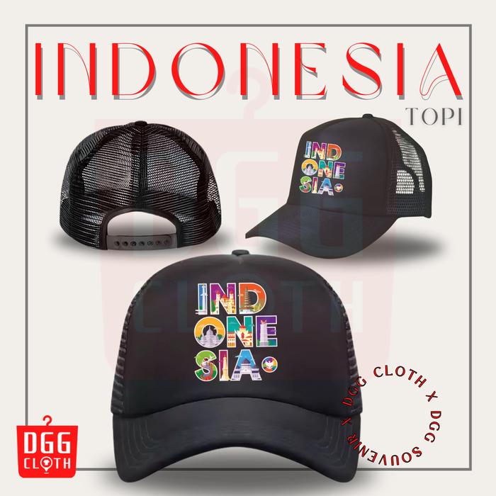 Gambar DGGCloth Topi Souvenir Indonesia Topi Trucker Oleh Oleh Nusantara - Motif 1 (Hitam) dari DGG CLOTHING undefined Tokopedia