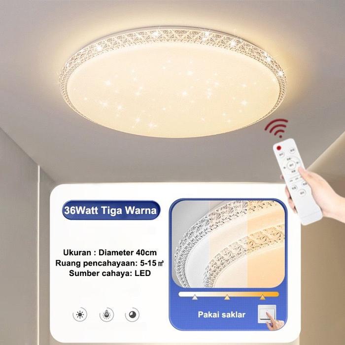 Gambar Remote Control 96*2 Watt Lampu Plafon Ceilling Lampu Lampu Hias Rumah Lampu Kotak Untuk Ruang Tamu/Kamar Tidur/Dapur Lampu Hias Plafon - Bulat 1-40cm, Tanpa Remote dari Royal Lamp Shop undefined Tokopedia