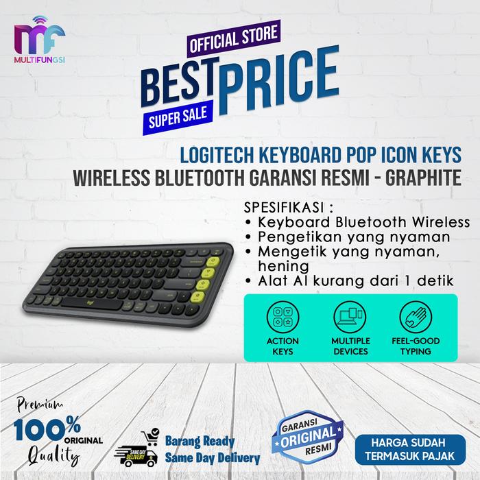 Gambar Logitech Keyboard POP Icon Keys Wireless Bluetooth Easy-Switch Garansi Resmi - Graphite dari Multifungsi Online undefined Tokopedia