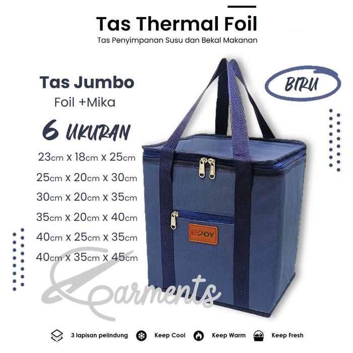 Gambar Tas Bekal Thermal Foil + Mika Warna Biru 6 Ukuran Merek Ezjoy / Cooler Thermal Bag / Tas Pengawet Makanan dan Minuman / Tas Botol Susu dan Asi untuk Bayi / Tas Pendingin Minuman / Tas Travel Piknik - BIRU (NAVY), XS : 23x18x25cm dari Garment.jkt undefined Tokopedia