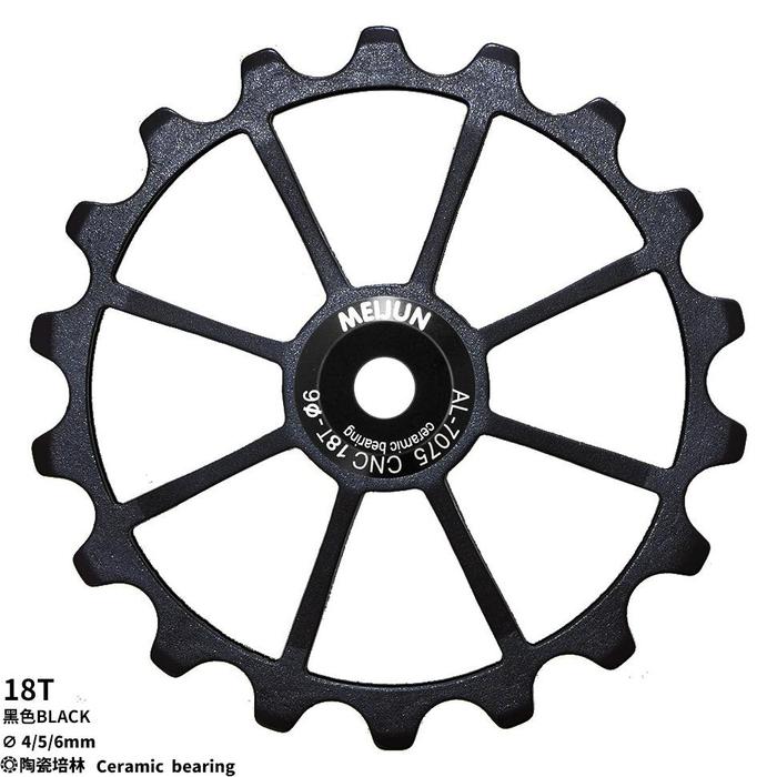 Gambar MEIJUN PULLEY CERAMIC 18T OSPW WHEEL GUIDE PULLAY RD SEPEDA - Hitam dari singel undefined Tokopedia