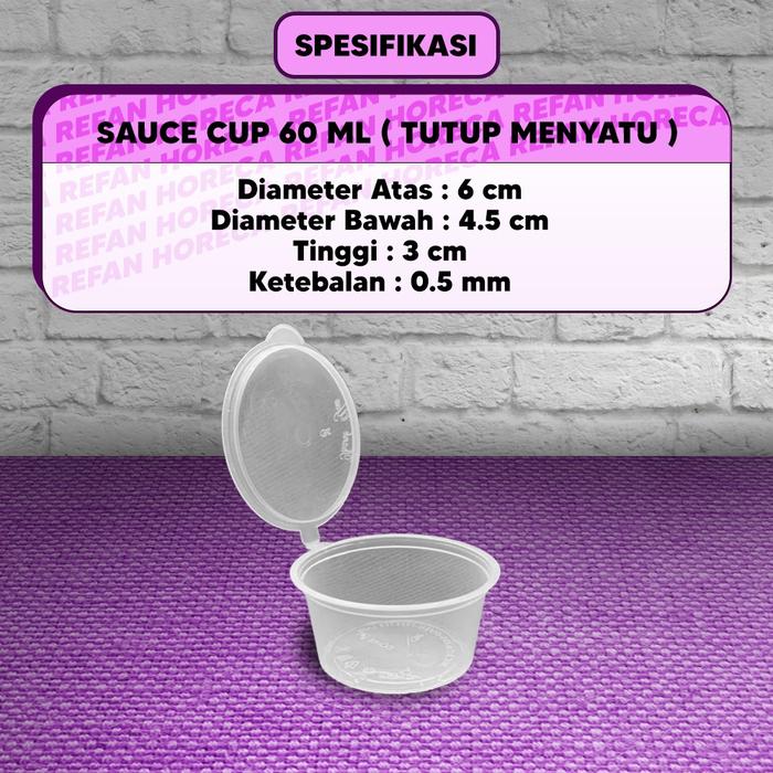 Gambar Sauce Cup 60 ml isi 50 pcs / Tempat Saos Saus Sambal Plastik Container - 60ml dari REFAN Horeca undefined Tokopedia