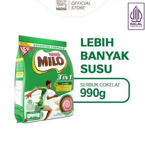 Gambar MILO 3in1 ACTIV-GO Susu Coklat Pouch 990g dari Kriuk_ah undefined Tokopedia