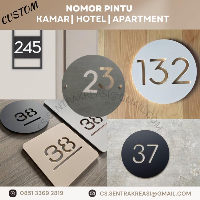Gambar Custom Nomor Kamar Akrilik| Nomor Hotel | Nomor Pintu kosan | Apartement - Hitam, 4 x 10 dari Sentra Kreasi Prima undefined Tokopedia