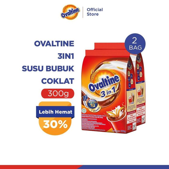 Gambar Ovaltine 3in1 Susu Bubuk Coklat 300g x 2 Bag dari Affan Susu Shop undefined Tokopedia