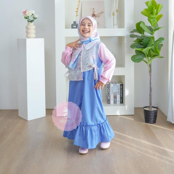 Gambar 𝐀𝐥𝐳𝐞𝐧𝐚 𝐊𝐢𝐝𝐬 - Gamis Anak Perempuan Katun 2 - 14 Tahun Dress Naomi Series - Biru, S dari Alzena kids moslem undefined Tokopedia