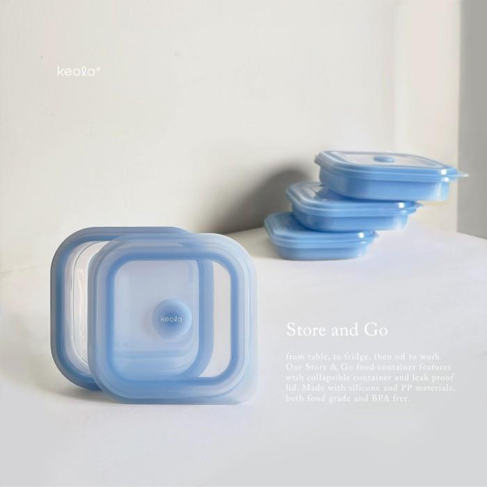 Gambar Keola - Eco Store and Go Collapsible Silicone Lunch Box BPA Free | Silicone Food Foldable Container - Alpine Blue, 600ml dari JJJstoree01 undefined Tokopedia