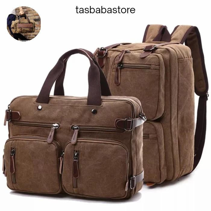 Gambar tas ransel pria backpack laptop kanvas multifungsi selempang jinjing dari tasbaba.store undefined Tokopedia
