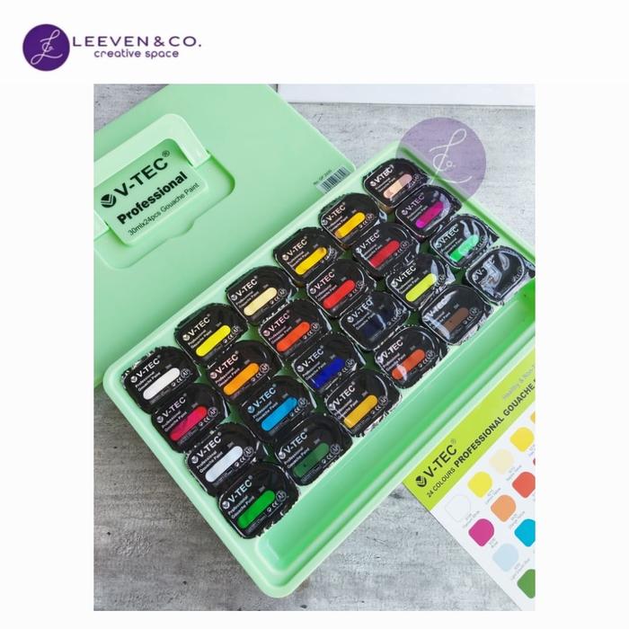 Gambar V-TEC GOUACHE PAINT GP 2430/30ML 24 COLOR (RANDOM CASE) dari LeevenCo undefined Tokopedia