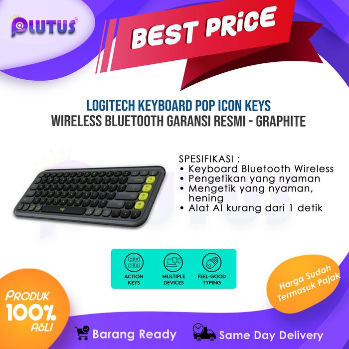 Gambar Logitech Keyboard POP Icon Keys Wireless Bluetooth Easy-Switch Garansi Resmi - Graphite dari PLUTUS ID undefined Tokopedia