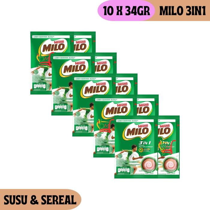 Gambar Nestle Milo 3in1 Minuman Bubuk Coklat Renceng 10 Sachet dari Beuki Mart undefined Tokopedia