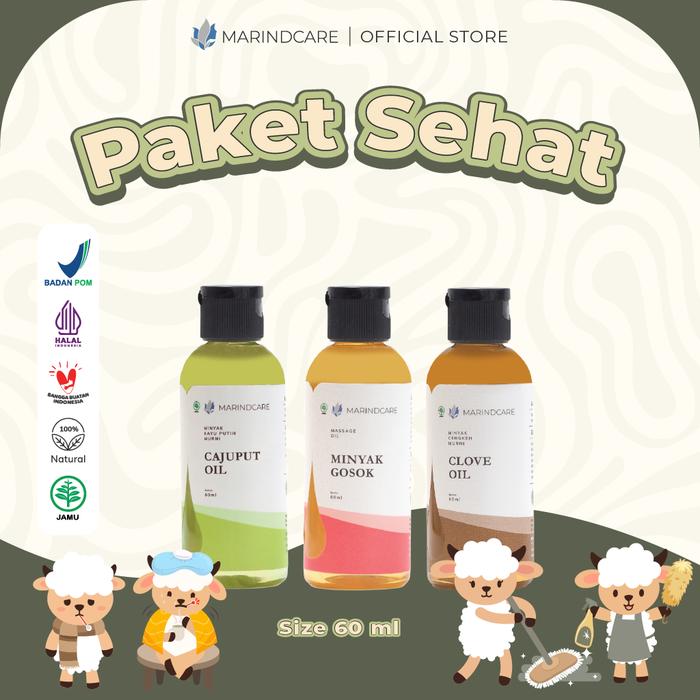 Gambar PAKET SEHAT ESSENTIAL OIL MARINDCARE-Minyak Kayu Putih, Pijat, Cengkeh - 60ml dari MarindcareOfficial undefined Tokopedia