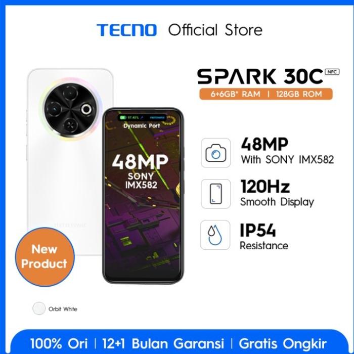 Gambar Tecno Spark 30C 6/128 GB Garansi Resmi - Putih, 8/256 dari SlimNFit undefined Tokopedia