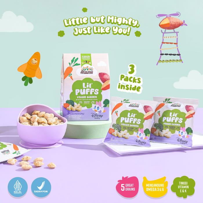 Gambar Alamii Lil' Puffs Disney Edition 30g (isi 3 packs x 10g) - Veggie Garden dari Yukae BabyShop undefined Tokopedia