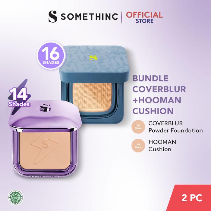 Gambar SOMETHINC [2 PCS] Coverblur Powder Foundation 12 g | Two Way Cake x Hooman Breathable UV Cushion - W01.5 Cashew, Butter dari Somethinc undefined Tokopedia