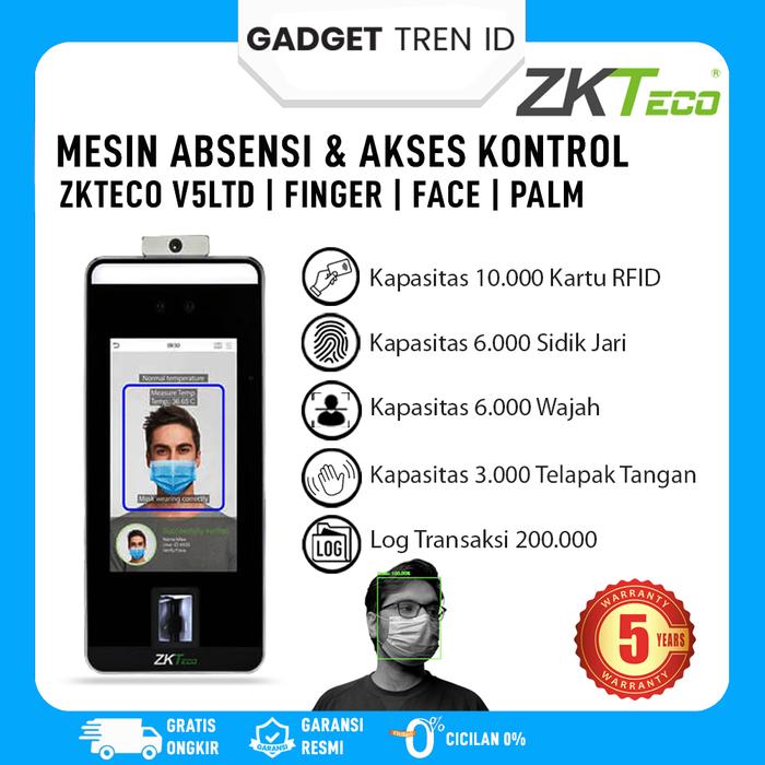 Gambar Mesin Absensi Fingerprint & Wajah ZKTeco V5LTD | Seperti Solution X901 - ZKTECO V5LTD dari Gadget Tren ID undefined Tokopedia