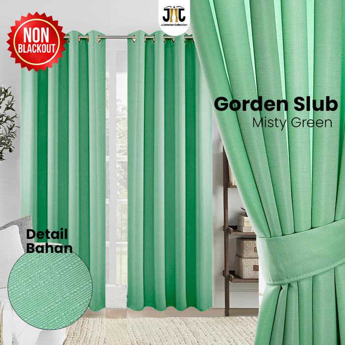 Gambar Gorden Jendela hordeng minimalis tirai Java Slub Collections - Misty Green, L130 T150 dari JJ Interiorr undefined Tokopedia