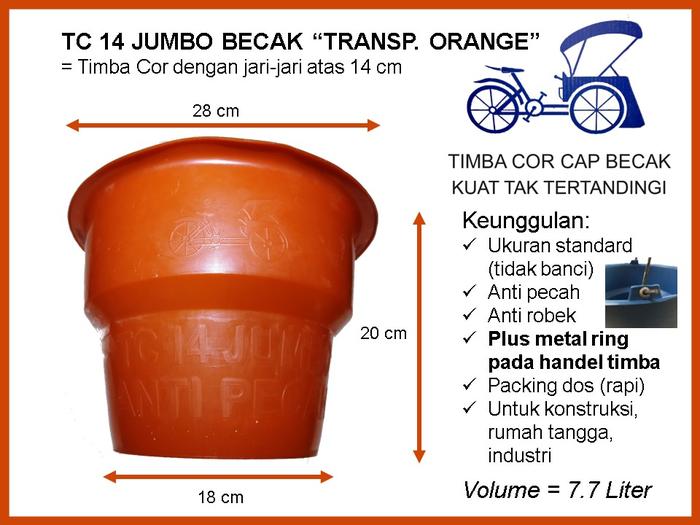 Gambar TIMBA COR CAP BECAK - TC14 JUMBO (EMBER PLASTIK ANTI PECAH) - Orange dari STERKA undefined Tokopedia