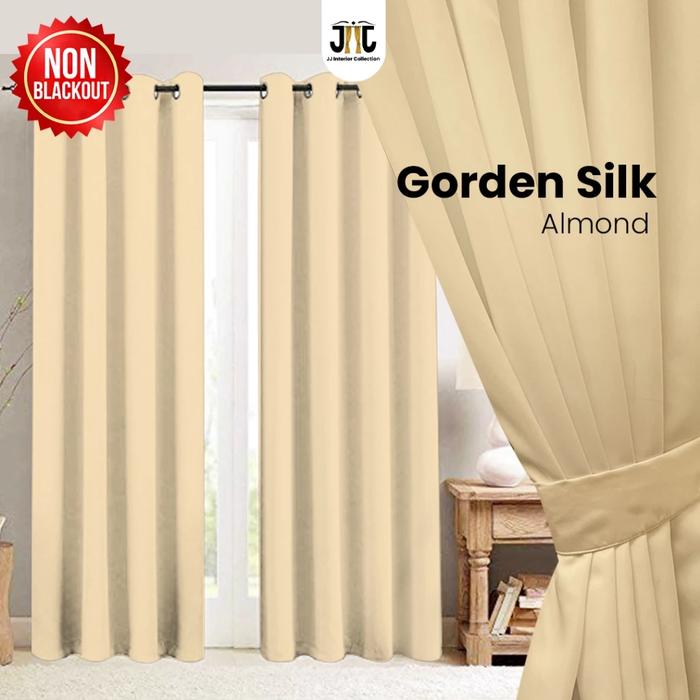 Gambar Gorden Jendela Tirai Pintu Minimalis Polos Silk Halus Aesthetic Tirai Polos  - Java Silk - Almond, 150 dari JJ Interiorr undefined Tokopedia