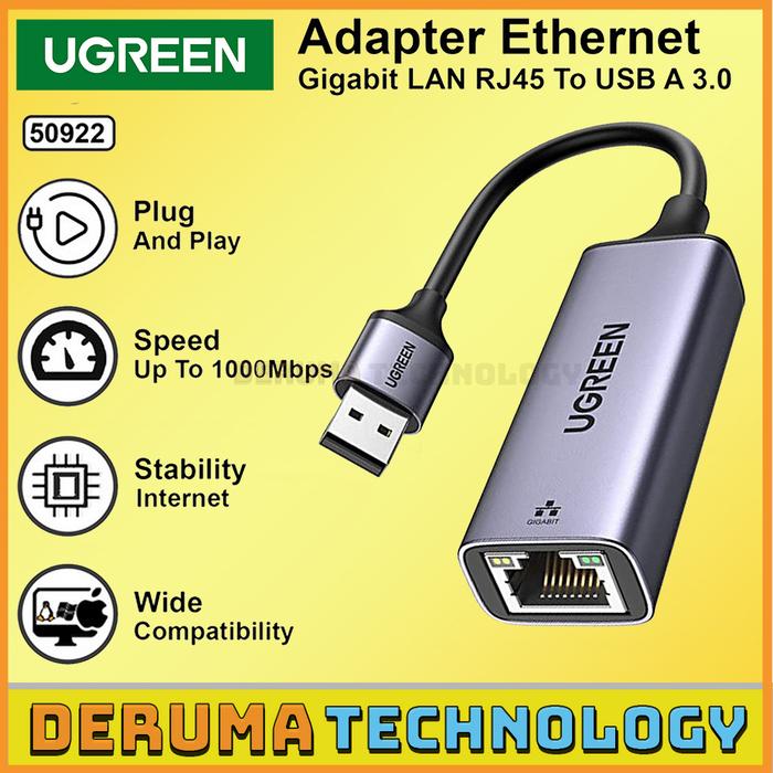 Gambar UGREEN Adaptor USB 3.0 to LAN RJ45 Internet Modem Adapter Ethernet Speed 1000mbps 50922 For PC Komputer Laptop - 50922 USB-A dari DERUMA TECHNOLOGY OFFICIAL Kota Administrasi Jakarta Barat Tokopedia