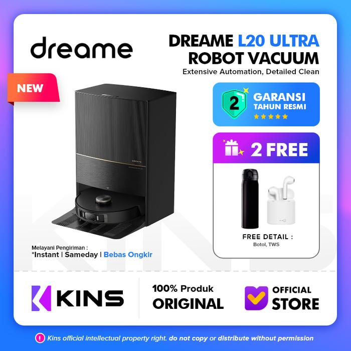 Gambar Dreame L20 Ultra Smart 10 in 1 Robot Vacuum 7,000PA Mop Extend - Black Series dari KINS Official Store undefined Tokopedia