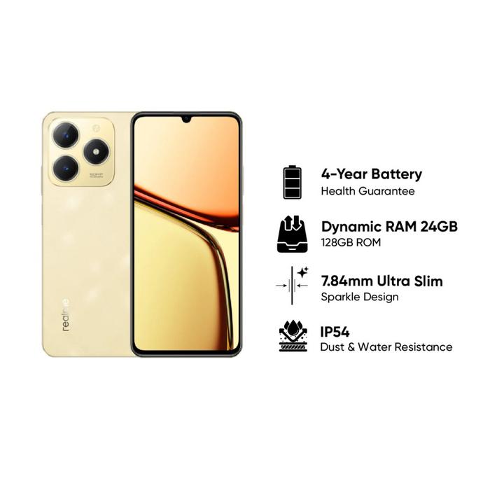 Gambar REALME C61 8/128GB | 90Hz EYE COMFORT DISPLAY | 50MP AI CAMERA | 5000mAh MASSIVE BATTERY - Sparkle Gold dari Dargan Cell undefined Tokopedia