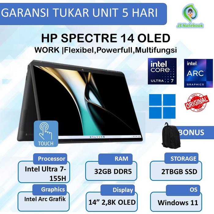 Promo HP SPECTRE X360 14 OLED ULTRA 155H 32GB 1TB W11+OHS